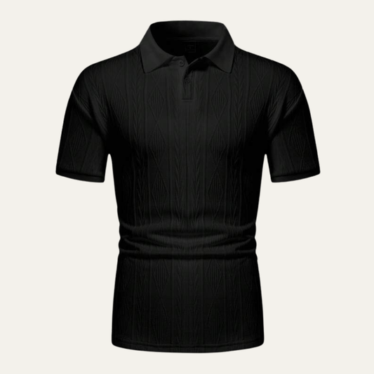 Men's Textured Polo Shirt Casual Button Up - VibreMode