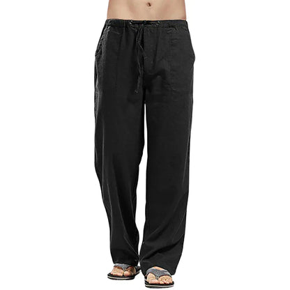 Men's Linen Pants Breathable Oversized Beige