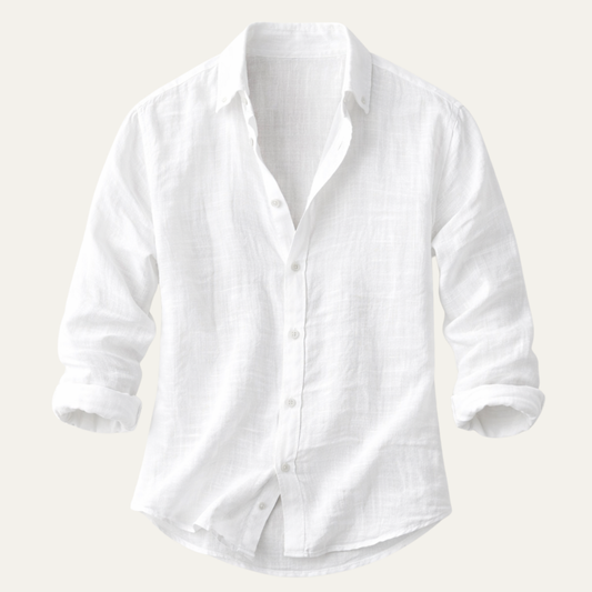 Men's Cotton Linen Button Up Beach Shirt - VibreMode