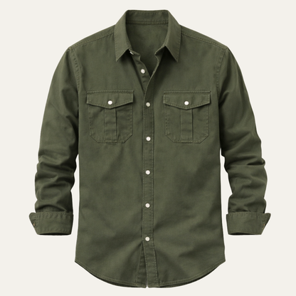Men's Retro Button Up Shirt Solid - VibreMode