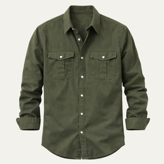 Men's Retro Button Up Shirt Solid - VibreMode