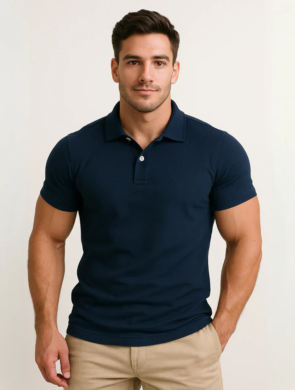 Men's Navy Blue Polo Shirt Cotton Classic Fit
