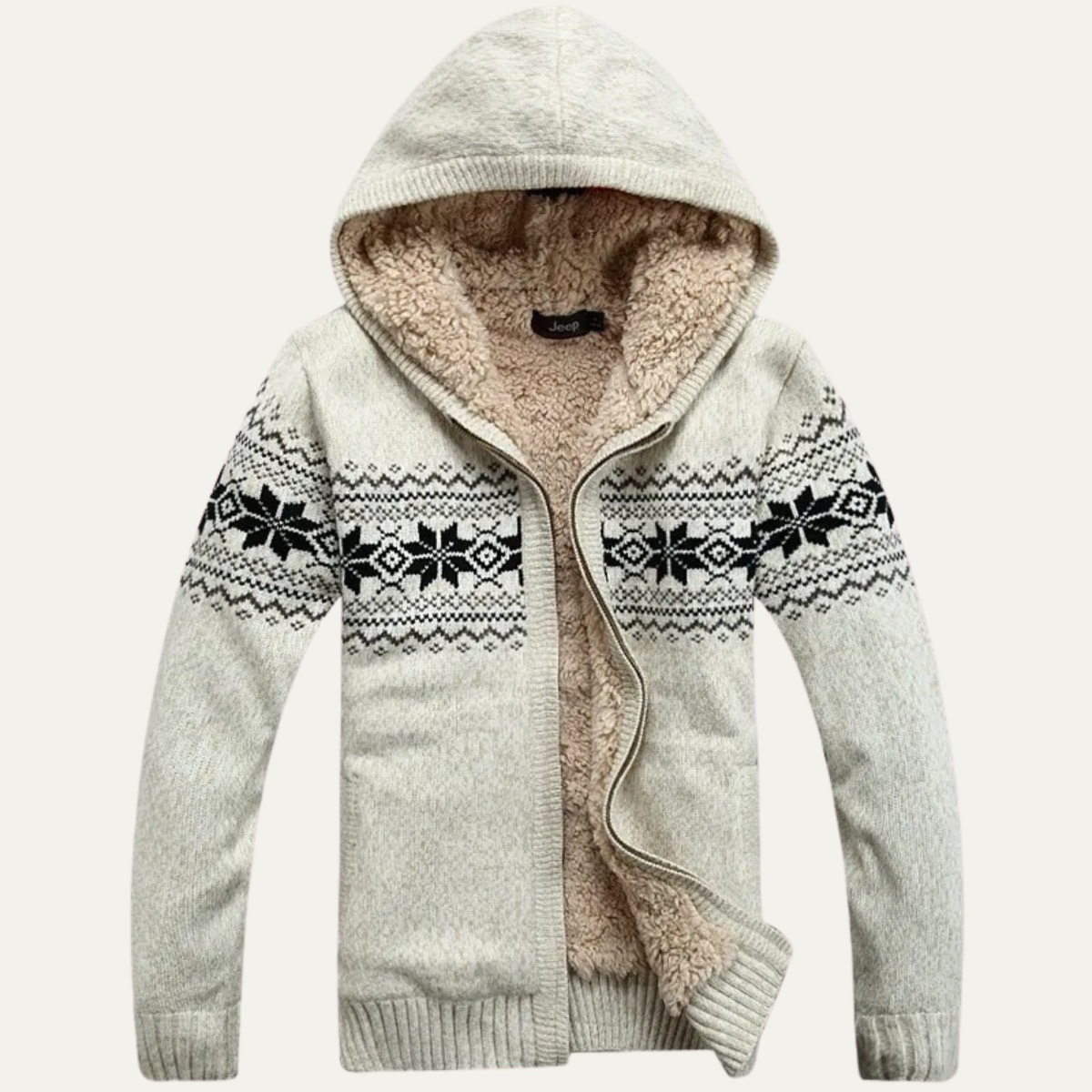 Men's Knit Zip Up Jacket Nordic Pattern - VibreMode