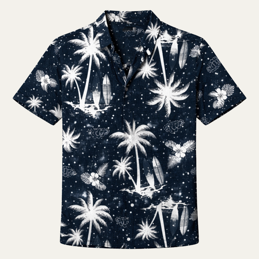 Men's Hawaiian Beach Shirt Tropical Print Cotton Relaxed Fit - VibreMode