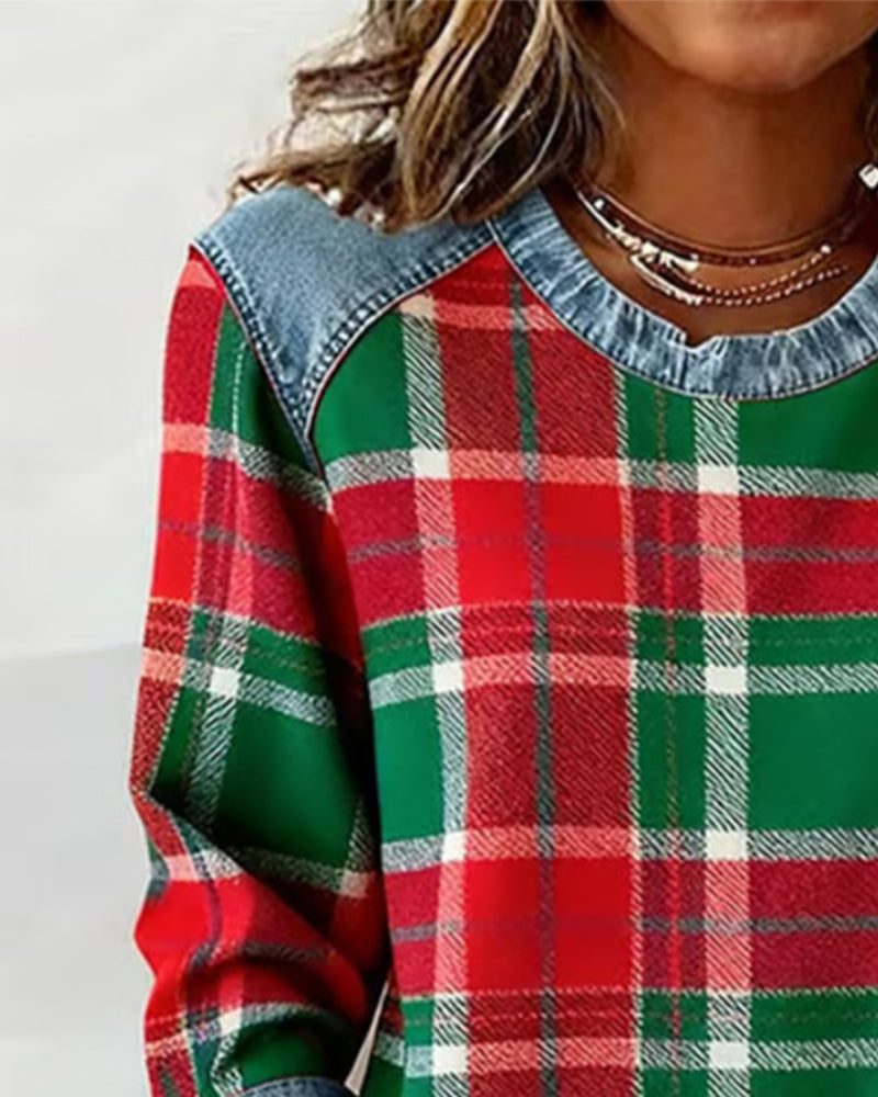 Ainsley Checkered Patchwork Sweatshirt