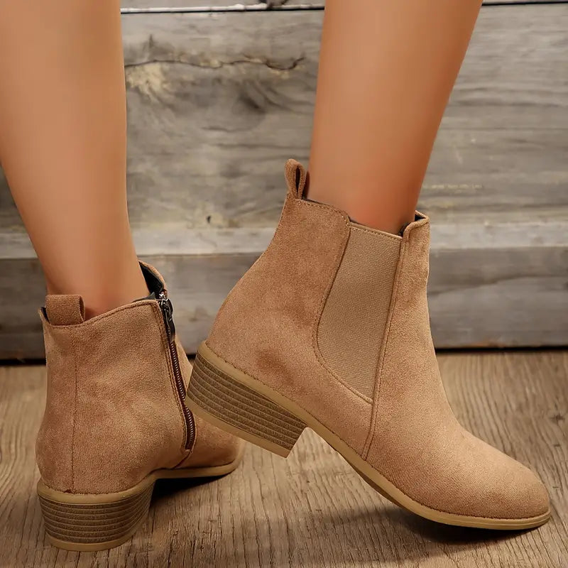 Women's Low Heel Ankle Boots Pointed Toe