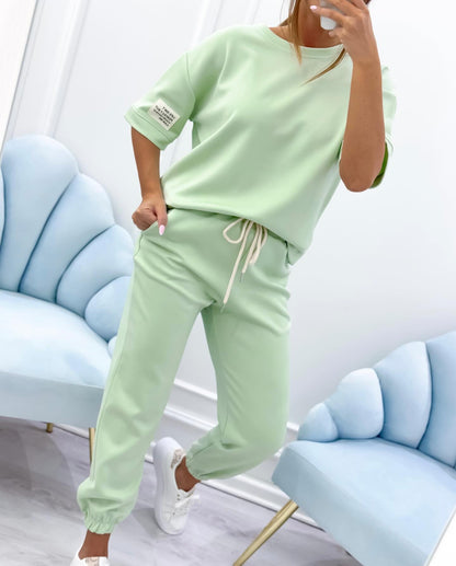 Women's Two Piece Short Sleeve Jogger Set