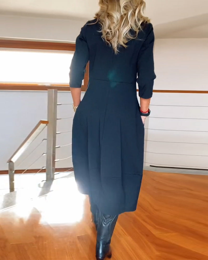 Women's Midi Dress Round Neck
