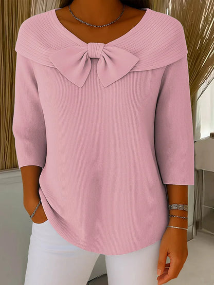 Pastel Pink Bow Knit Sweater