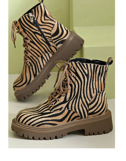 Women's Animal Print Side Zip Boots - VibreMode