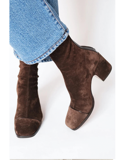 Women's Square Toe Block Heel Boots - VibreMode