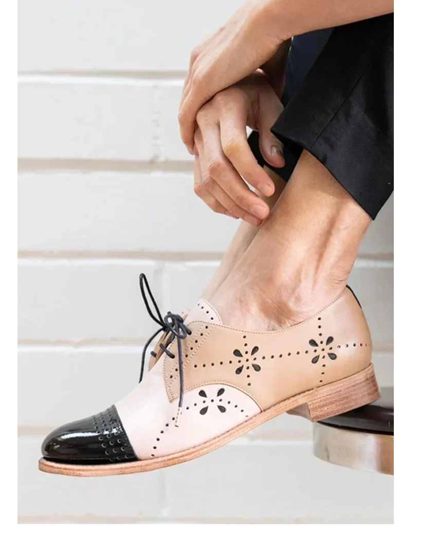 Women's Lace Up Two-Tone Loafers - VibreMode