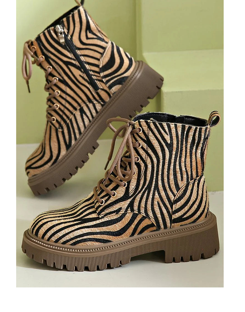 Women's Zebra Lace Up Boots - VibreMode