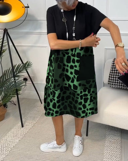 Comfortable Floral Midi Dress with Pockets