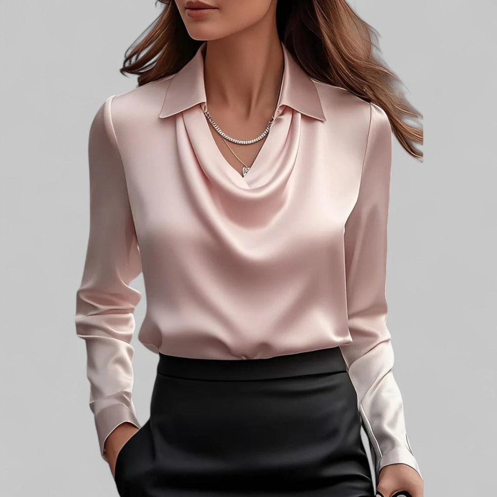 Elegant Silk V Neck Blouse