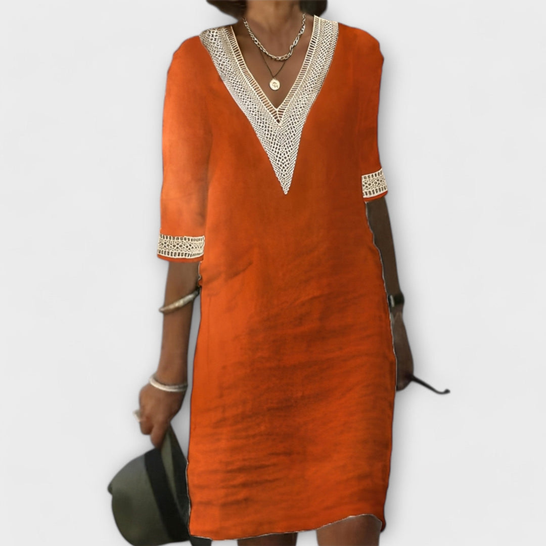 Women's V-Neck Crochet Dress