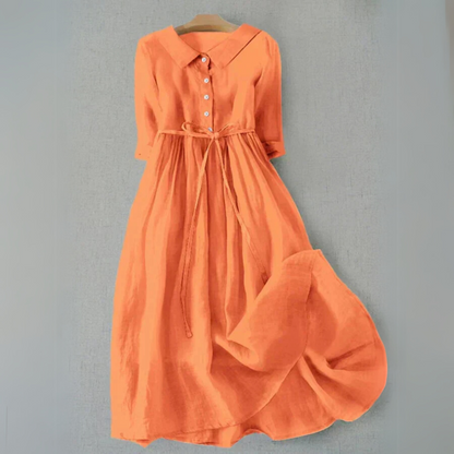 Women's Midi Casual Dress Full Button Front