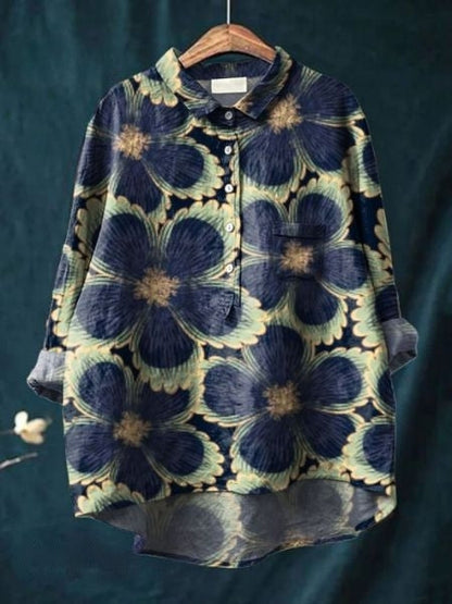 Women's Floral Print Blouse Button Front
