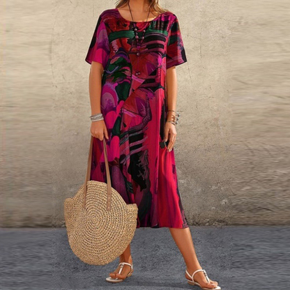 Yovi Women's Artistic Print Midi Dress