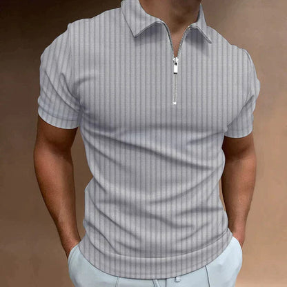 Men's Muscle Fit Polo Shirt Zipper Front