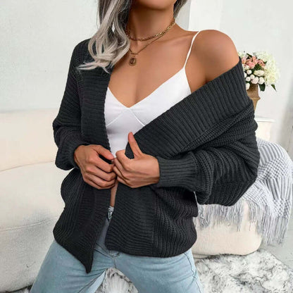Women's Knit Cardigan Long Sleeve Cozy Open Front Beige
