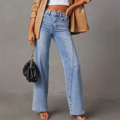 Women's High Waist Wide Leg Jeans Comfortable Fit - VibreMode