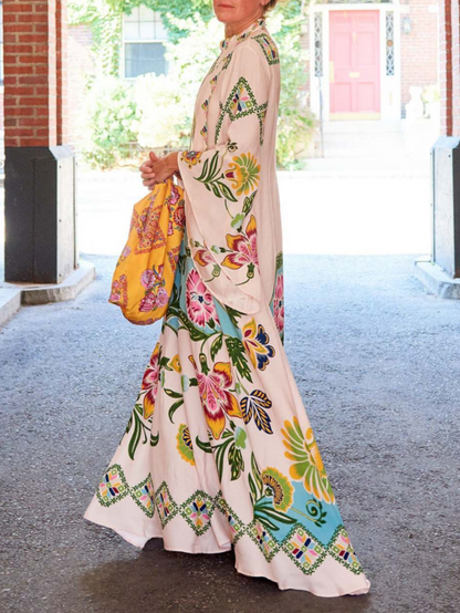 Jillian Women's Floral Maxi Dress Long Sleeve