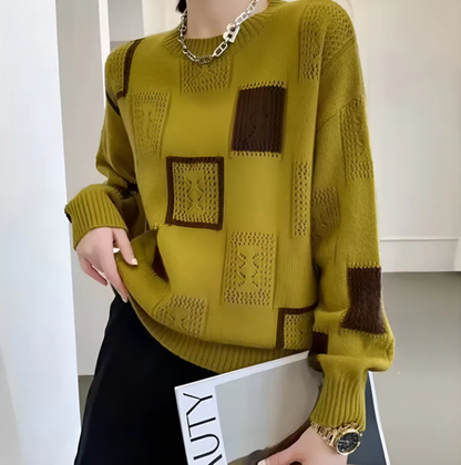 Colorful Quilted Knit Sweater