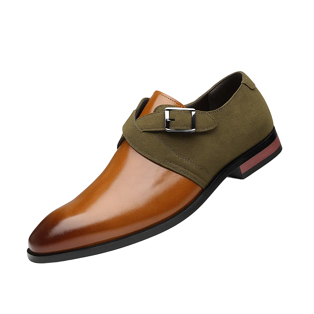 Men's Leather Loafers Buckle Brown - VibreMode