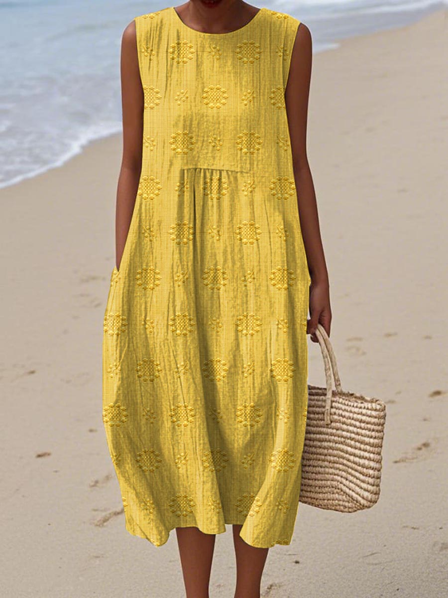 Women's Round Neck Textured Dress