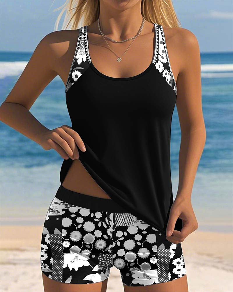 Women's Two-Piece Floral Swimsuit Comfortable Fit