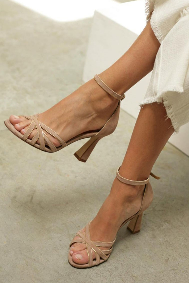Women's Patchwork Peep Toe Heels - VibreMode