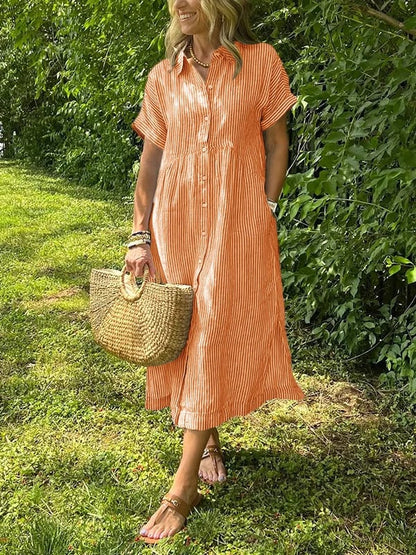 Women's Striped Button Front Dress