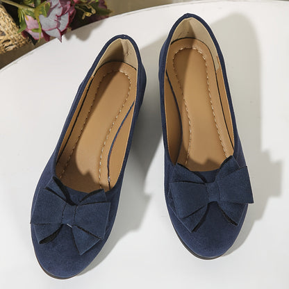 Bella Women's Ballet Flats Slip-On Round Toe Bow Detail