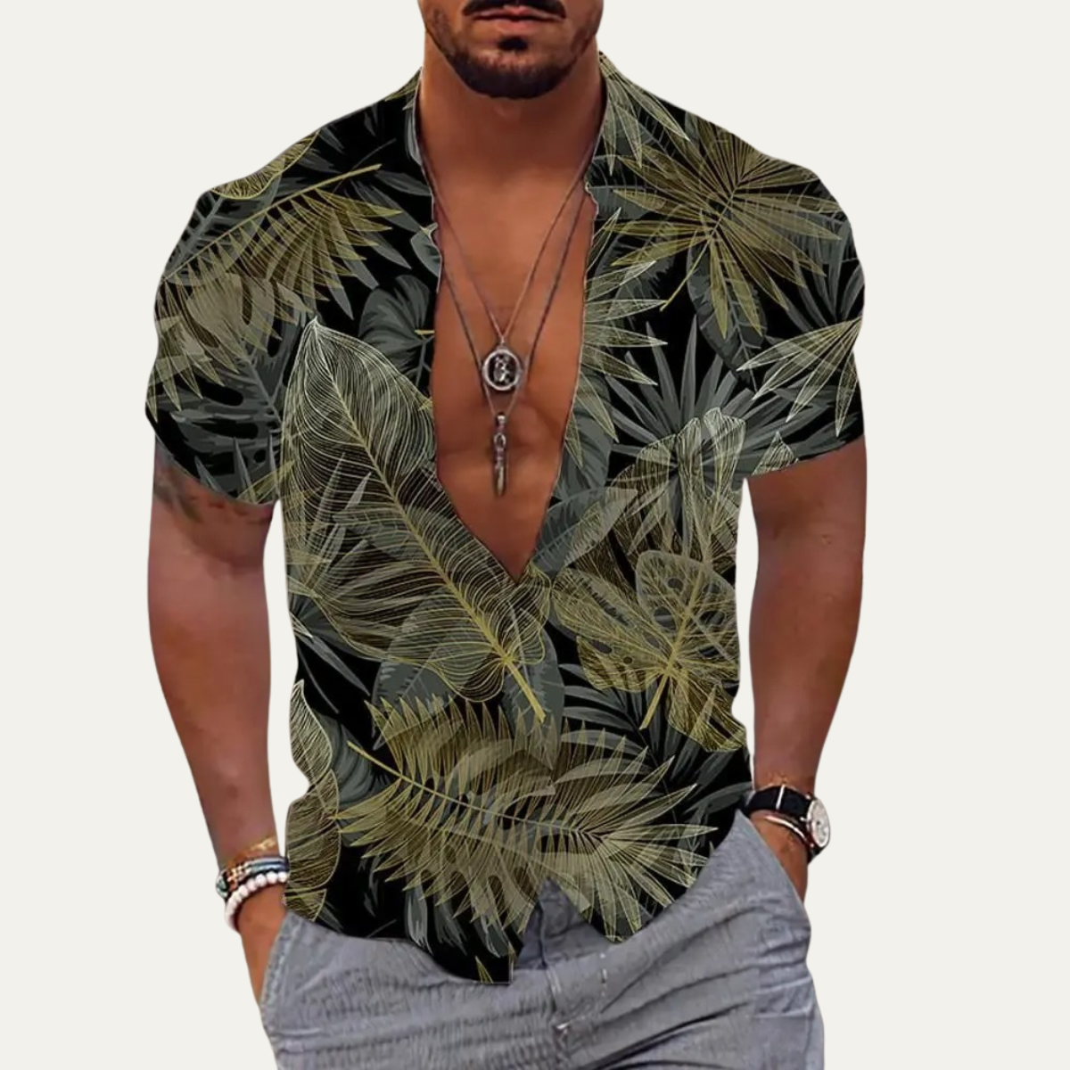 Men's Hawaiian Beach Shirt Tropical Print Coconut Design