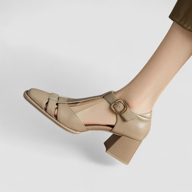 Women's T-Strap Heels Square Toe