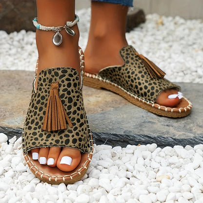 Women's Open Toe Patterned Slide Sandals