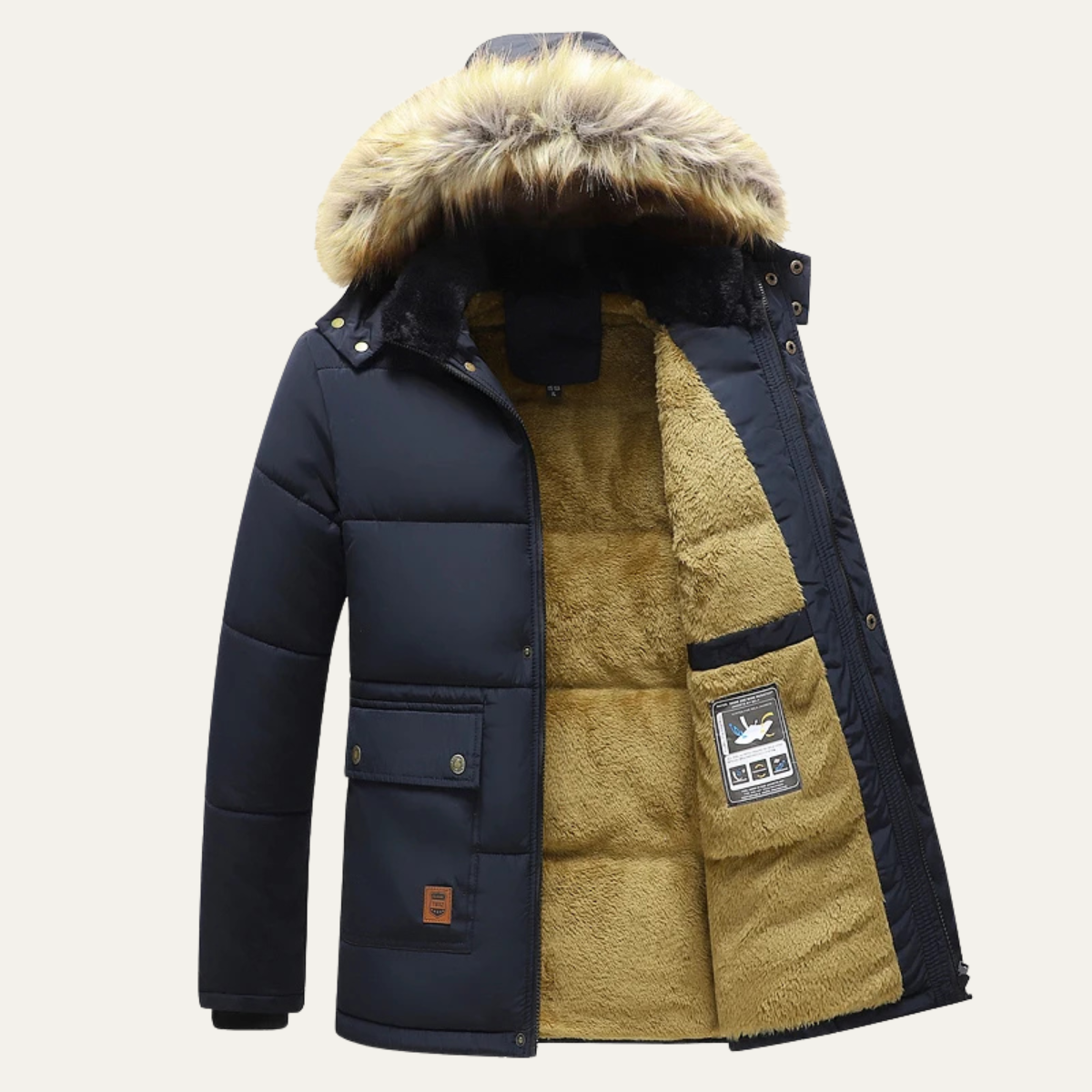 Men's Winter Parka Jacket Warm Fur Collar - VibreMode