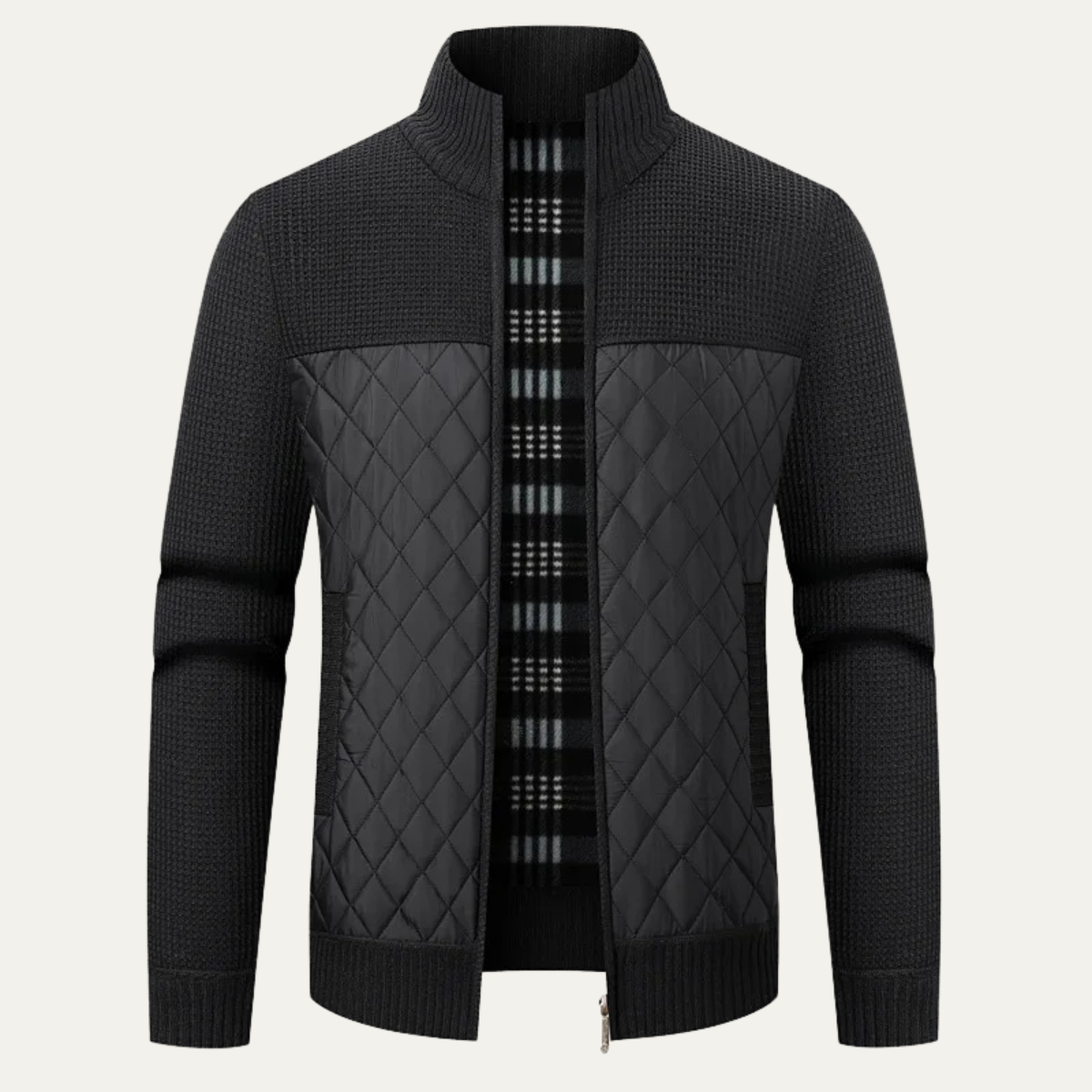 Men's Padded Zip Jacket Warm Green - VibreMode