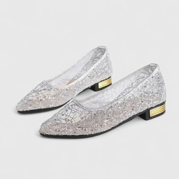 Stella Women's Lace Flats Low Heel Black