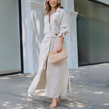 Women's Button Front Maxi Dress - VibreMode