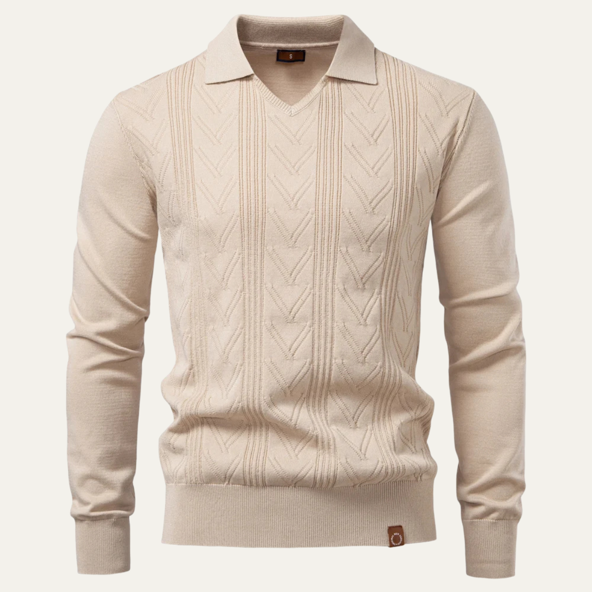 Men's Slim Fit V Neck Polo Sweater Knitted - VibreMode