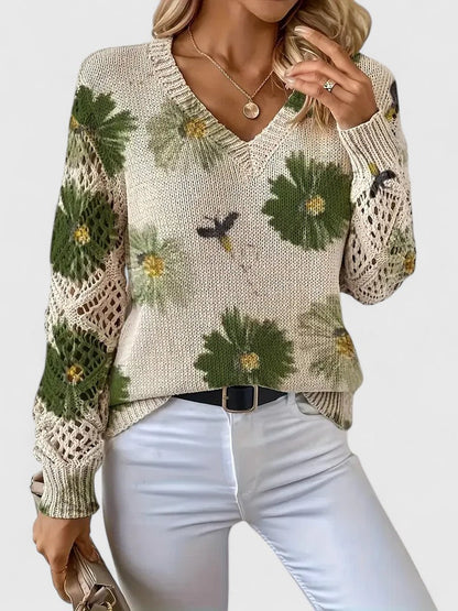 Elegant Women's Floral Pattern Sweater