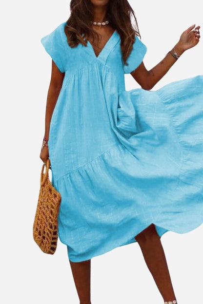Casual Fit Floral Midi Dress with Bell Sleeves