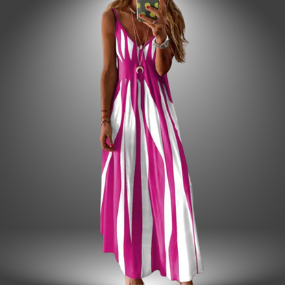 Brianna Women's Striped Maxi Dress Sleeveless