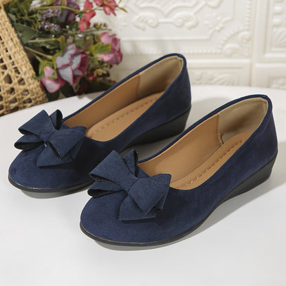Bella Women's Ballet Flats Slip-On Round Toe Bow Detail