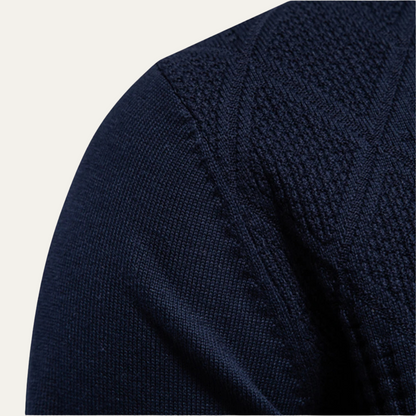 Men's Diamond Pattern Knit Polo Sweater