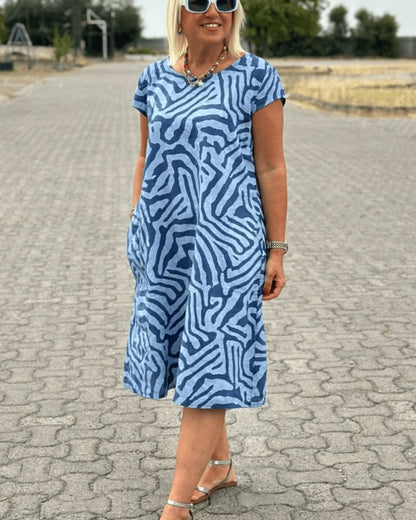 Women's Casual Midi Dress Short Sleeve
