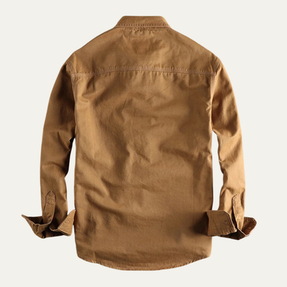 Men's Canvas Cargo Shirt Jacket Vintage Style
