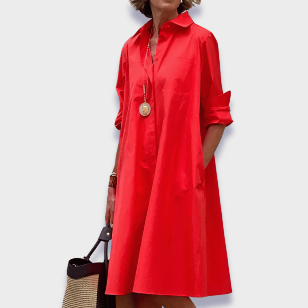 Elegant Women's Midi Polo Dress - VibreMode